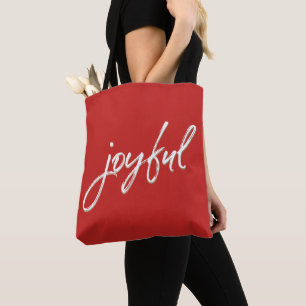 Tote Bag Rouge moderne Script Joyeux Noël Rouge affaires