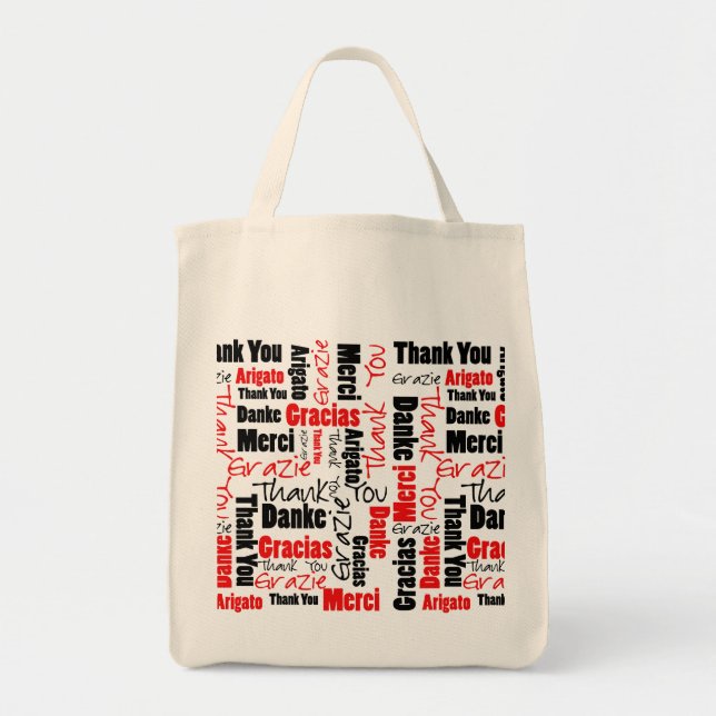 Tote Bag Rouge noir Merci mot Cloud (Devant)