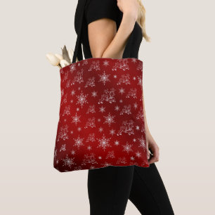 Tote Bag rouge, rennes, étoile, étoiles, flocon de neige, n