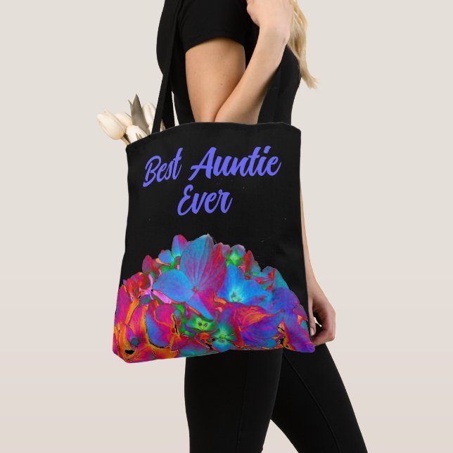 Tote Bag Rouge rose bleu violet couleur fleurie couleur ros (De près)