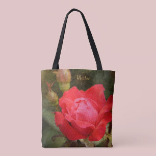 Tote Bag Rouge, Rose rouge pour mère