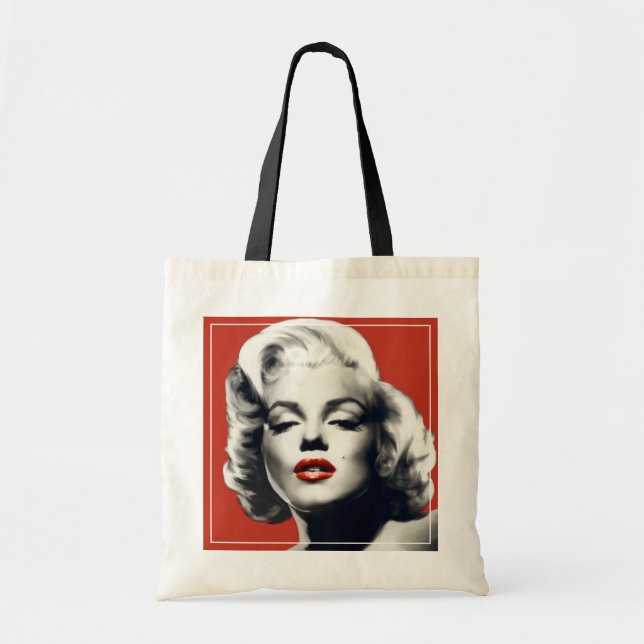 Tote Bag Rouge sur les lèvres rouges Marilyn (Devant)