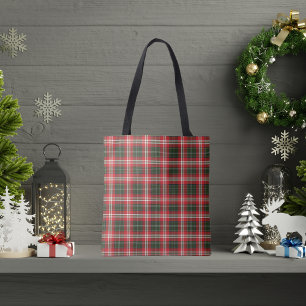 Tote Bag Rouge vert Plaid Noël Plaid Plaid