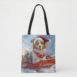 Tote Bag Rough Collie Dog in Sledge Let Snow Christmas