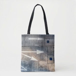 Tote Bag Route en béton avec direction fléchée peinte