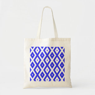 Tote Bag Royal blue and white diamond pattern