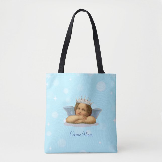 Tote Bag Royal Stylish Raphael Cherub on Light Blue (Devant)