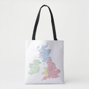 Tote Bag Royaume-Uni / Grande-Bretagne Slang Word Art Map