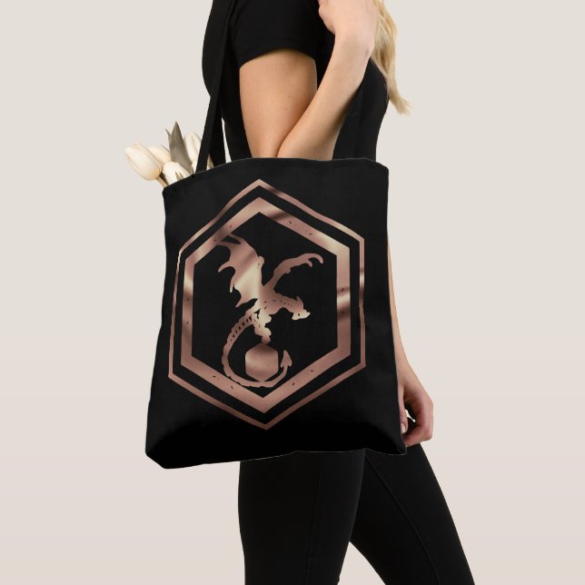 Tote Bag RPG Crit AF | Rosegold Tabletop Roleplayer Dice (De près)
