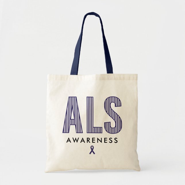 Tote Bag Ruban bleu de sensibilisation à la SLA (Devant)
