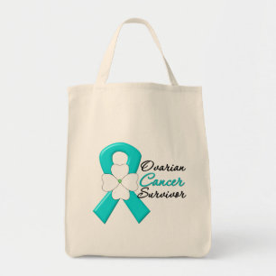 Tote Bag Ruban de fleur de survivant de Cancer ovarien