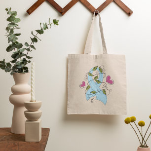 Tote Bag Ruban de sensibilisation bleu clair, soutien et es