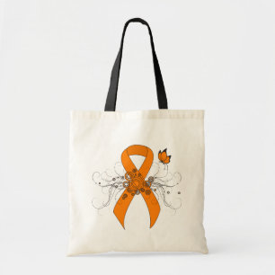 Tote Bag Ruban de sensibilisation orange avec papillon