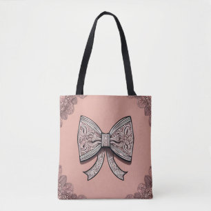 Tote Bag Ruban en dentelle élégant rose poussiéreux & Coque
