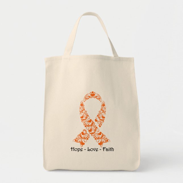 Tote Bag Ruban orange de conscience d'espoir (Devant)
