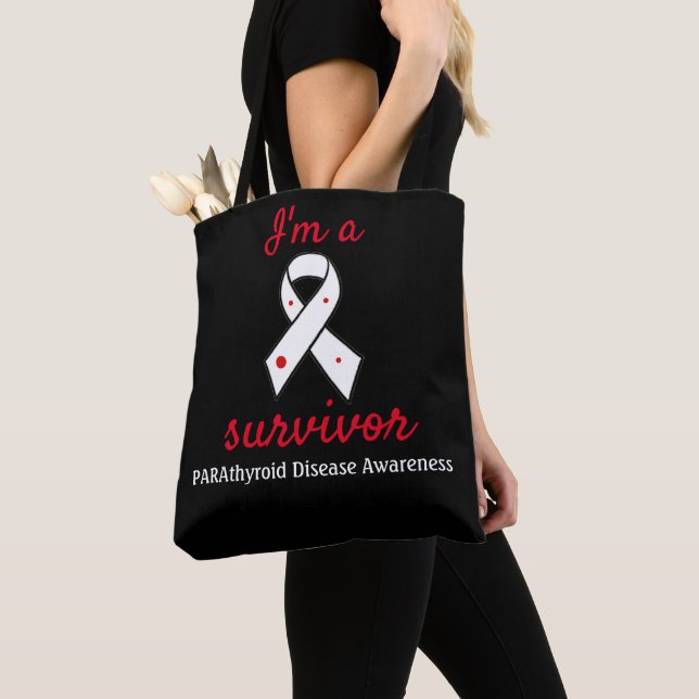 Tote Bag Ruban parathyroïde de conscience de survivant de (De près)