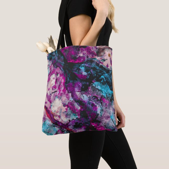 Tote Bag Ruby et Sapphire Crystal Geode Abstrait (De près)