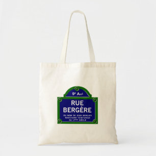 Tote Bag Rue Bergere, plaque de rue de Paris