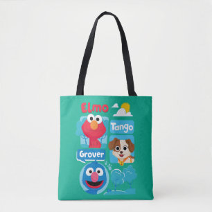 Tote Bag Rue Sésame Elmo, Tango, & Grover Park Graphic