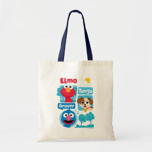 Tote Bag Rue Sésame Graphisme du parc d'Elmo, Tango et Gr