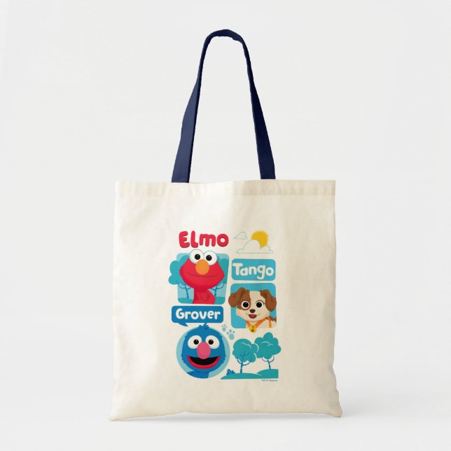 Tote Bag Rue Sésame | Graphisme du parc d'Elmo, Tango et Gr (Devant)