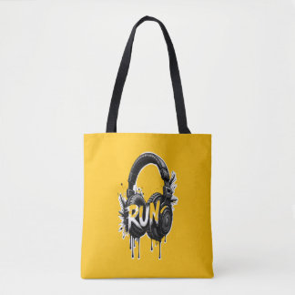 Tote Bag RUN Headphones Street Art Sticker