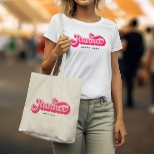Tote Bag Runher Runher Runher Pink Bold Retro Font Motivati