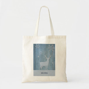 Tote Bag Russe Bleu Bois Reindeer Pays Noël