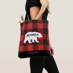 Tote Bag Russe Pays Flannel Mama Ours Monogramme