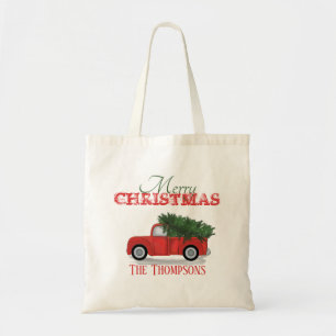 Tote Bag Russe Vintage Camion Rouge Fun Noël Personnalisé