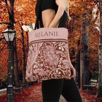 Tote Bag Rust Rtro Floral Art Nouveau Mai Morris Arcadia