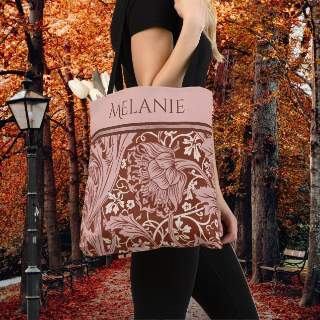 Tote Bag Rust Rtro Floral Art Nouveau Mai Morris Arcadia (Créateur téléchargé)