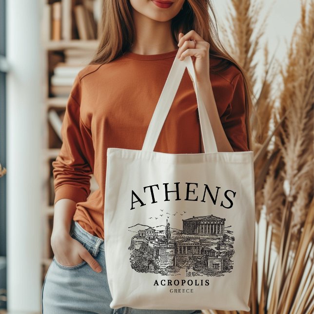 Tote Bag Rustic Acropolis of Greece Sketch (Créateur téléchargé)