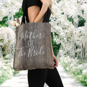 Tote Bag Rustic Grange Typographie du bois Mère de la marié