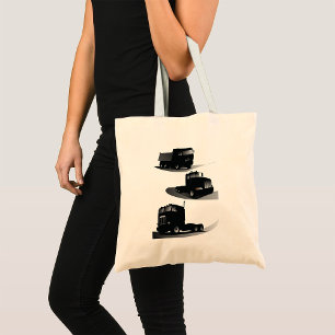 Tote Bag Rustic Trois Camions Noirs Conception Vintage Cami