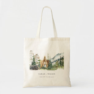 Tote Bag Rustique Cabine de bois de pin de montagne Mariage