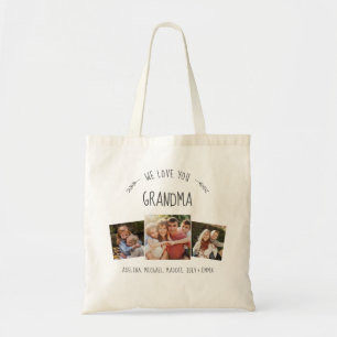 Tote Bag Rustique moderne NOUS VOUS AIMONS GRANDMA Collage 