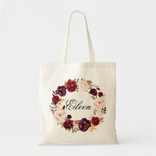 Tote Bag Rustique Peony Floral Wreath Mariage Bienvenue