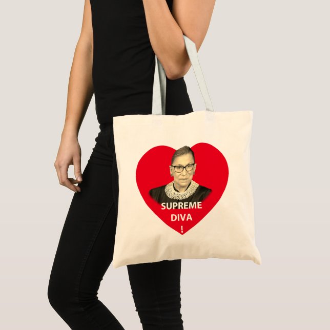 Tote Bag Ruth Bader Ginsburg Diva Suprême teintée Coeur Rou (Devant (produit))