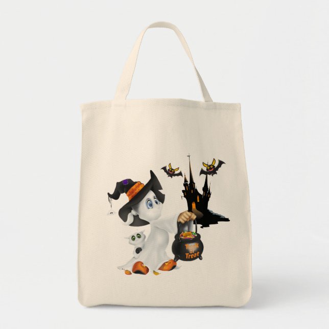 Tote Bag Sac-fantôme d'Halloween (Devant)