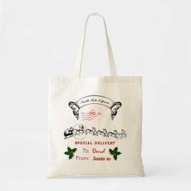 Tote Bag Sack Père Noël modifiable (Devant)