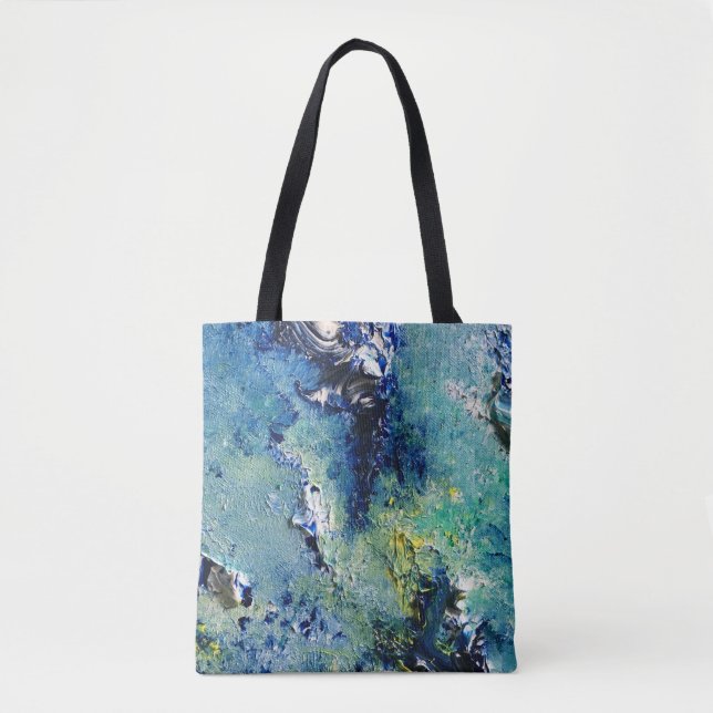 Tote Bag Sacoche d'art Abstrait Turquoise (Devant)