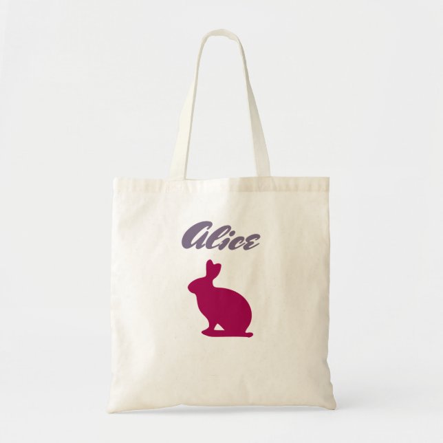 Tote Bag Sacoche de lapin d'Alice personnalisée (Devant)
