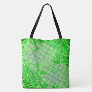 Tote Bag Sacola verde chamativo com quadrados tipo ladrilho