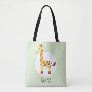 Tote Bag Safari de Girafe Baby Watercolor Unisex sous son n