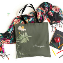 Sage Green Daisy Floral Minimal