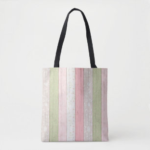 Tote Bag Sage rustique Vert & Rose Floral Bois Cottage Chic