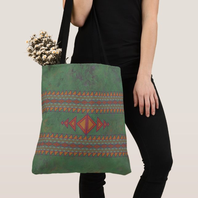 Tote Bag Sagebrush Green Design géométrique Fourre-tout Ba (De près)