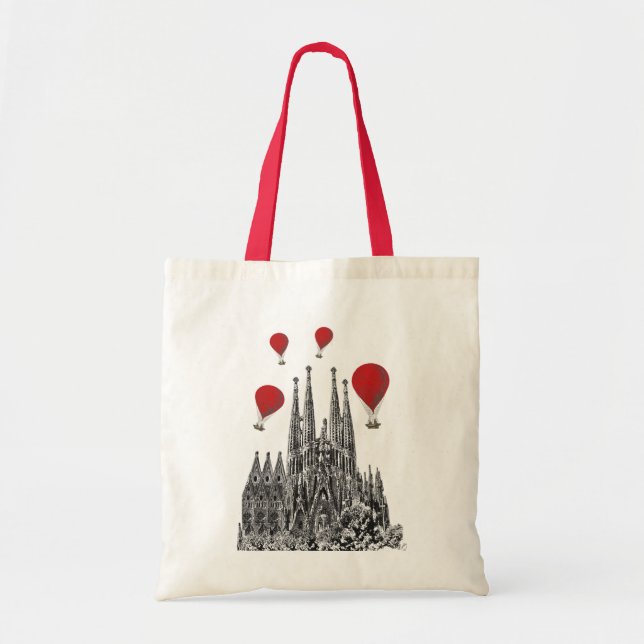 Tote Bag Sagrada Familia et Red Hot Air Balloons 2 (Devant)