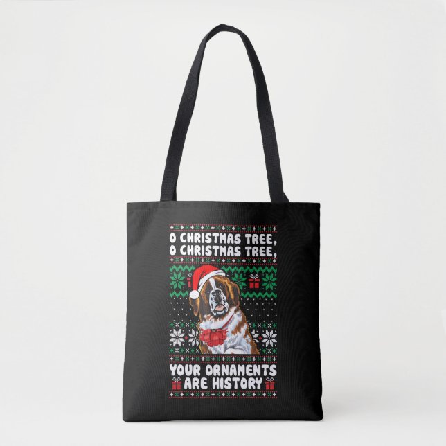 Tote Bag Saint Bernard Chien Noël Drôle Ornements Pyjama (Devant)